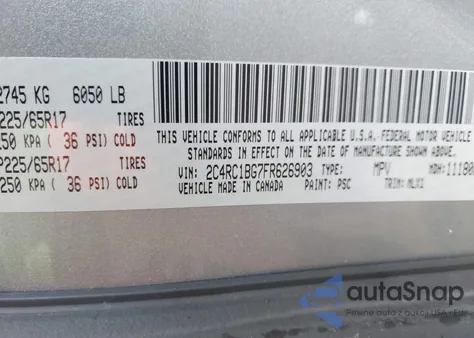 2015 Chrysler Town & Country Touring z USA, uszkodzony, nr VIN 2C4RC1BG7FR626903